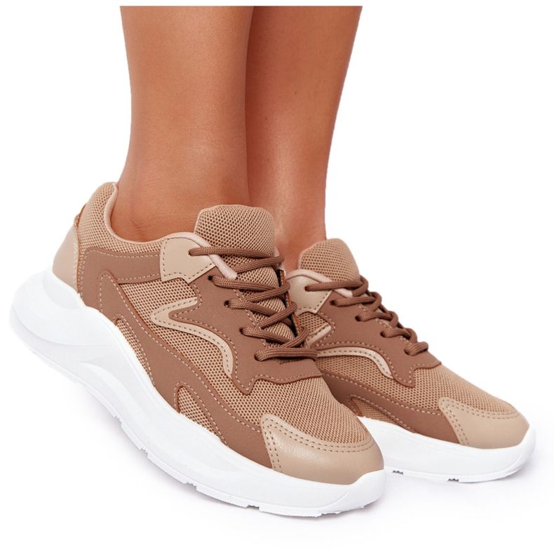FB2 Women's Sneakers On Large Sole Light Brown Delusion