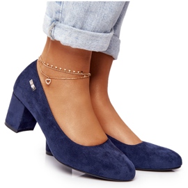 Suede Pumps On A Bar Sergio Leone Navy Blue