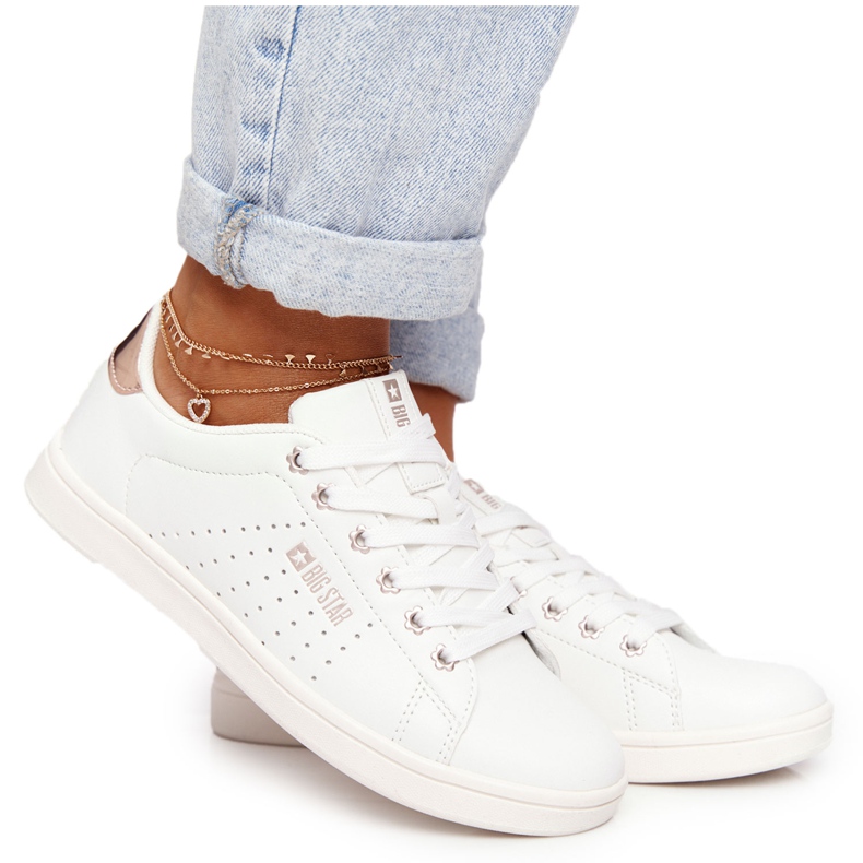 Women's Leather Sneakers Big Star DD274583 White-Copper golden