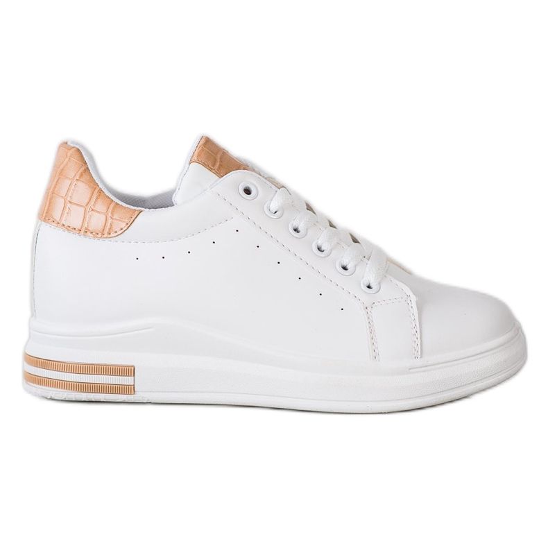 Ideal Shoes Spring Wedge Sneakers white