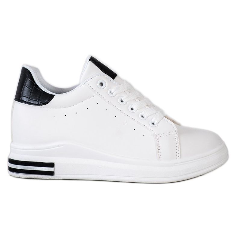 Ideal Shoes Spring Wedge Sneakers white black