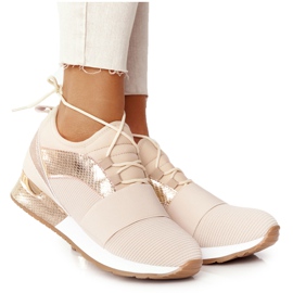 FB2 Women's Sport Shoes Sneakers Beige and Gold Netta golden
