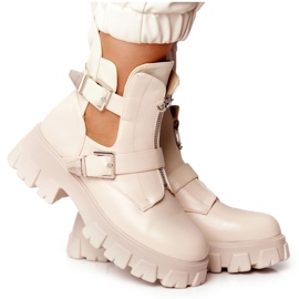 FB2 Women's Platform Workers Boots Beige Cosmic Love