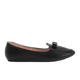 Ladies' black moccasins with Ingrid bow