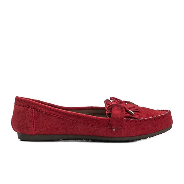 Red Kira eco-suede loafers