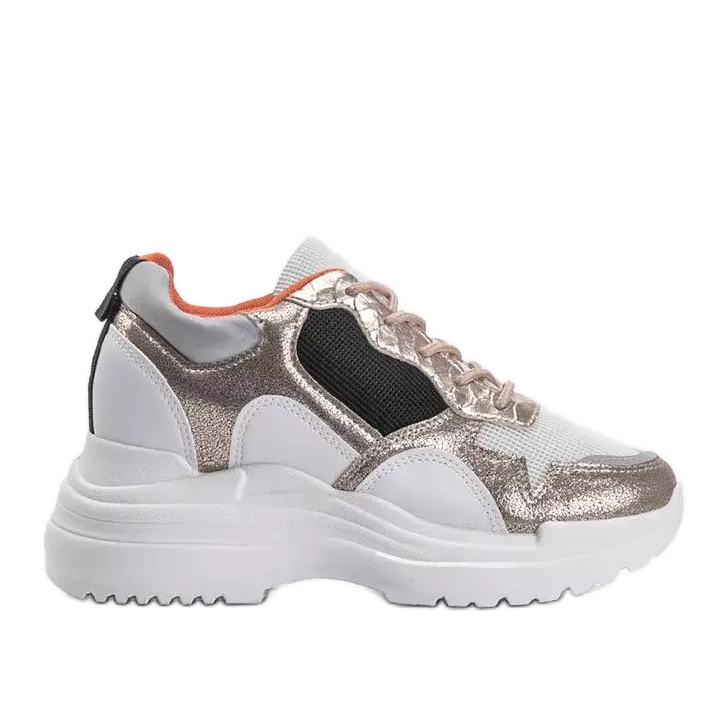 White and gold wedge sneakers Alexandra golden