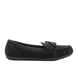 Black matte loafers with a Deborah bow