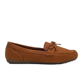 Brown matte loafers with a Deborah bow