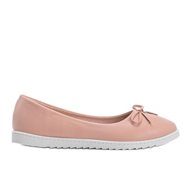 Nude ballerinas with a Bridget bow pink