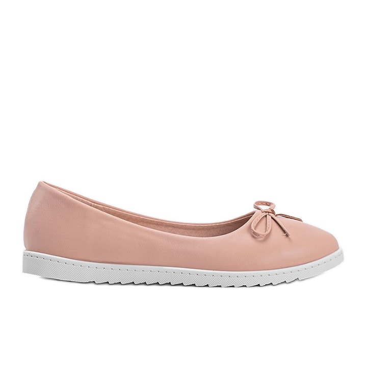 Nude ballerinas with a Bridget bow pink