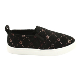 Evento Suede Sports Slip-On Sneakers 21DZ26-3931 ['black', 'gold'] black