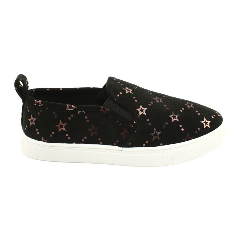 Evento Suede Sports Slip-On Sneakers 21DZ26-3931 ['black', 'gold'] black