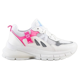 SHELOVET Sneakers On The Platform With Mesh white pink SHELOVET Sneakers On The Platform With Mesh white pink