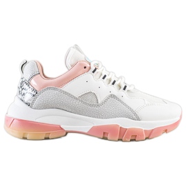 Ideal Shoes Sneakers On The Pink Platform white
