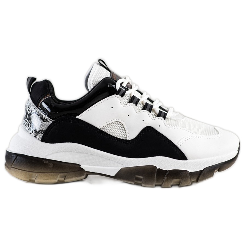 Ideal Shoes Sneakers On The Black Platform white