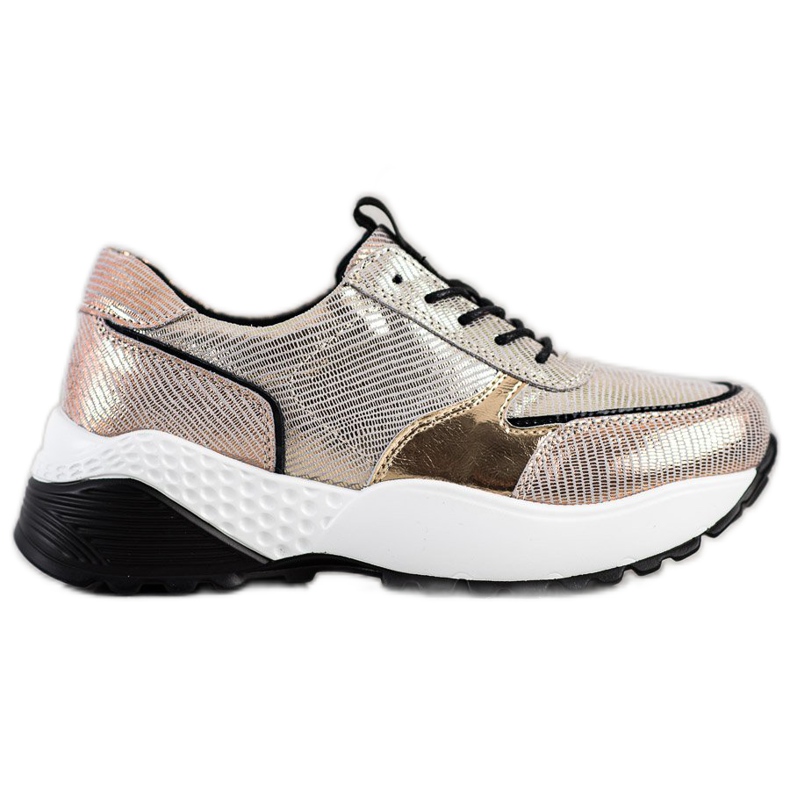 VINCEZA Golden Leather Sneakers black