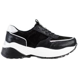 VINCEZA Black Leather Sneakers silver VINCEZA Black Leather Sneakers silver