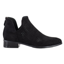 VINCEZA spring openwork boots black