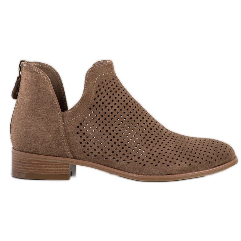 VINCEZA spring openwork boots brown