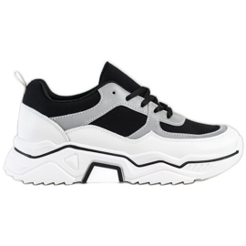 SHELOVET Comfortable sports sneakers white black silver