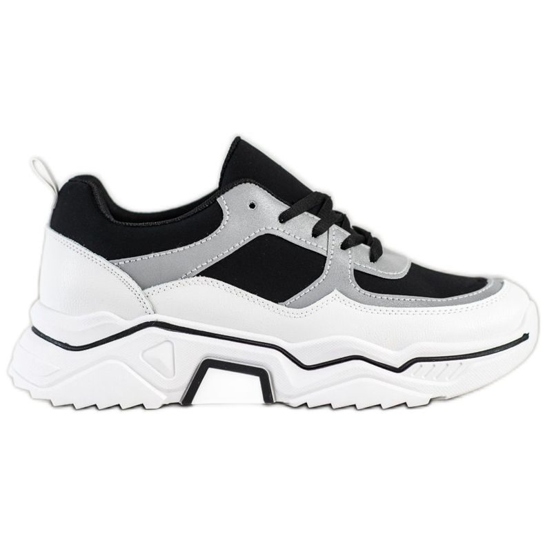 SHELOVET Comfortable sports sneakers white black silver