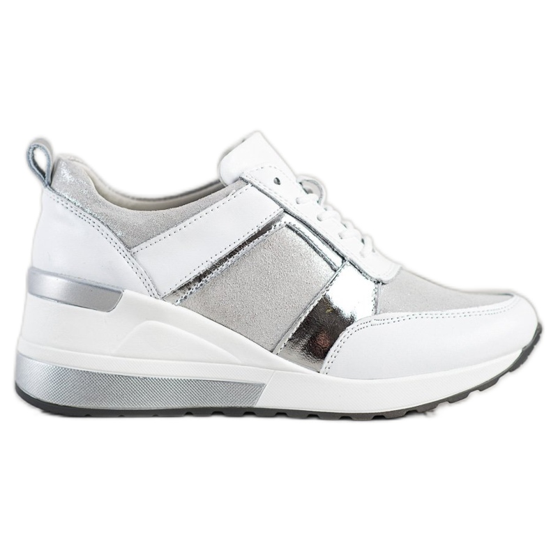 Leather Sneakers With VINCEZA Glitter white silver