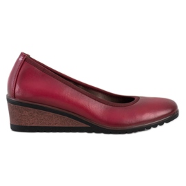 Burgundy ballerinas on the wedge VINCEZA red