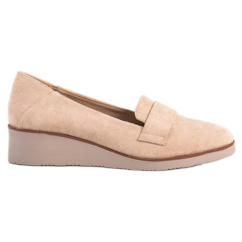 Suede Lords on the VINCEZA wedge beige