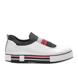 Jayde lacquered white trainers