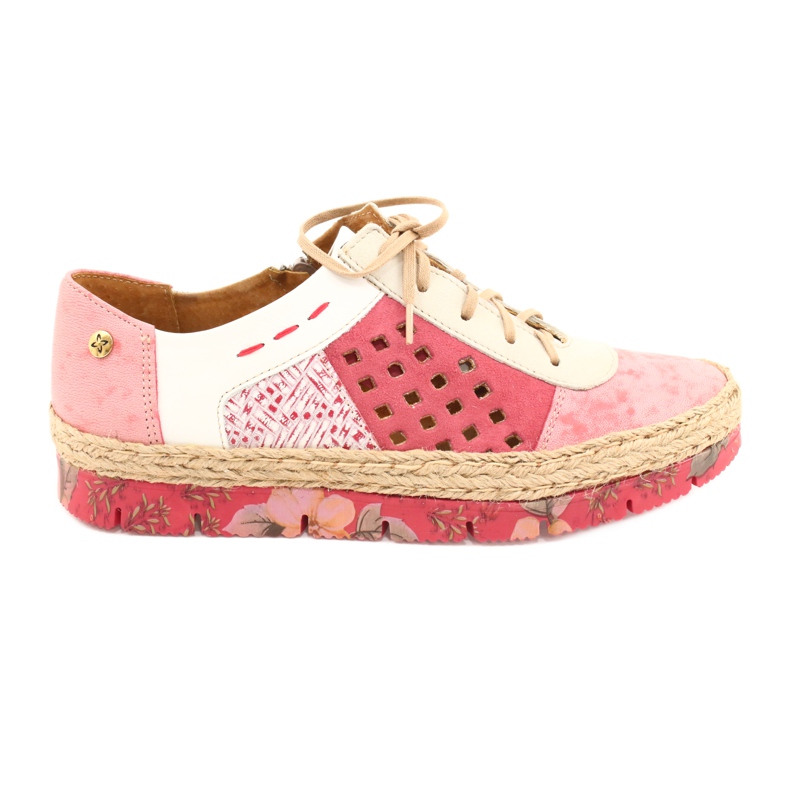 Women's leather shoes Maciejka Coral 03339-43 beige white red pink