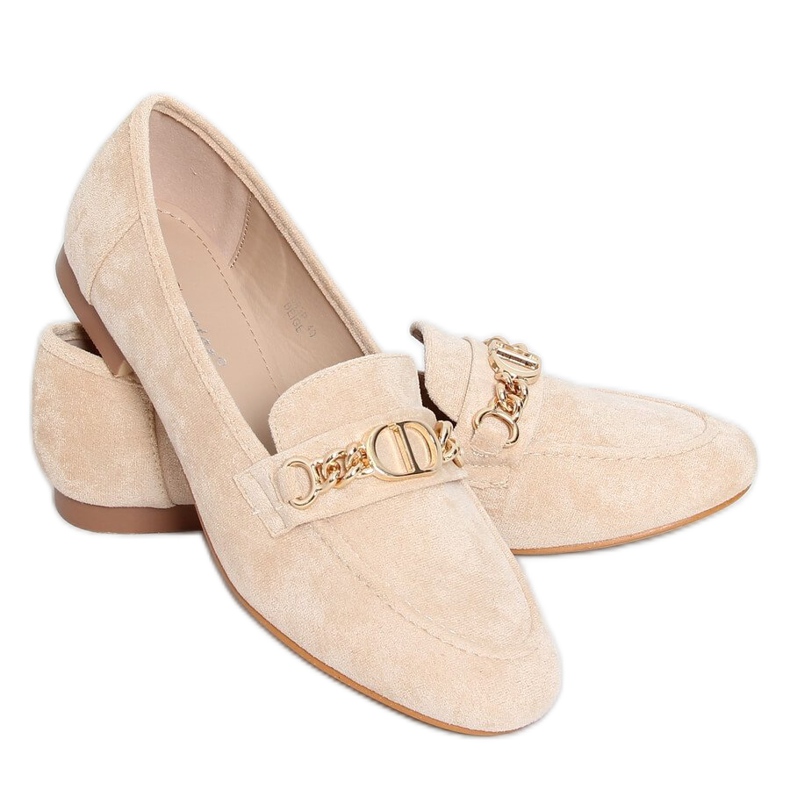 Ladies' beige loafers T393P Beige