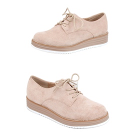 Women's lace-up loafers beige 8988-45 Beige