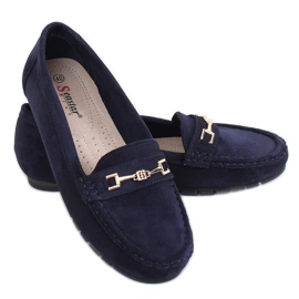 Women's navy blue loafers GS12P Navy
