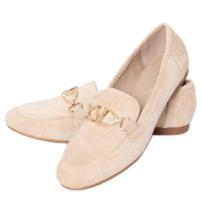 Ladies' beige loafers T395 Beige