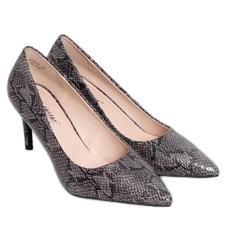Women's high heels snake skin black CD61P Black