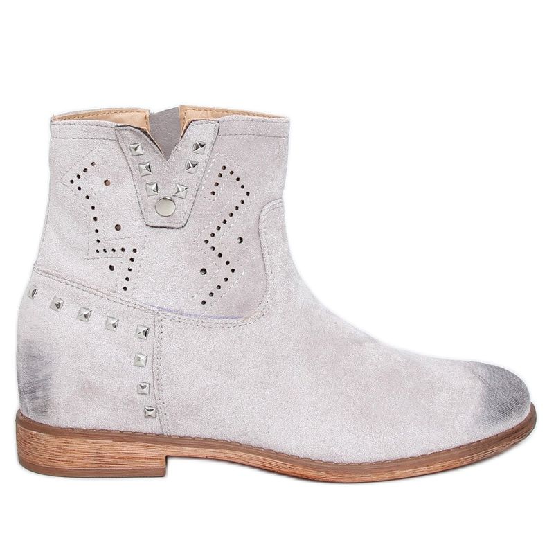 Gray openwork boots with hidden heel NC1126 Gray grey