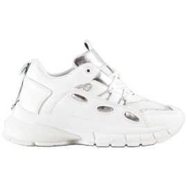 SHELOVET Stylish Eco Leather Sneakers white