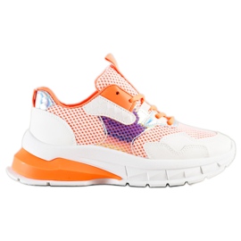 SHELOVET Fashionable Sneakers 70303 white orange SHELOVET Fashionable Sneakers 70303 white orange