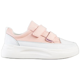 SHELOVET Comfortable Velcro Sneakers white pink