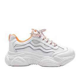 White sneakers with orange Jasmin inserts