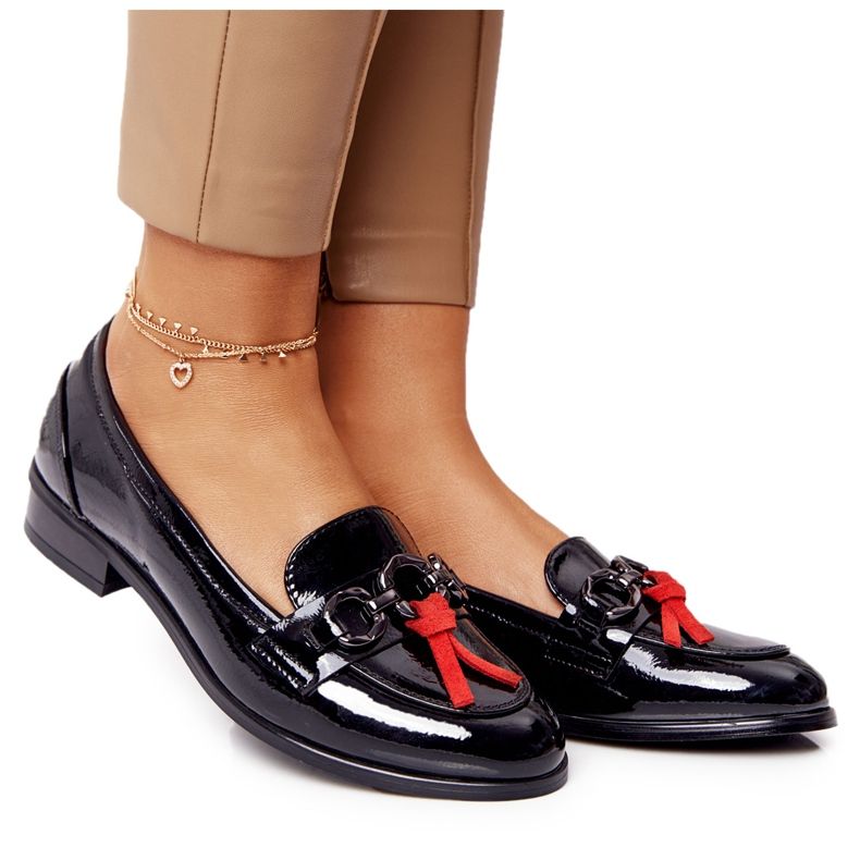 Elegant Women's Loafers Vinceza 10585 Lacquered Black