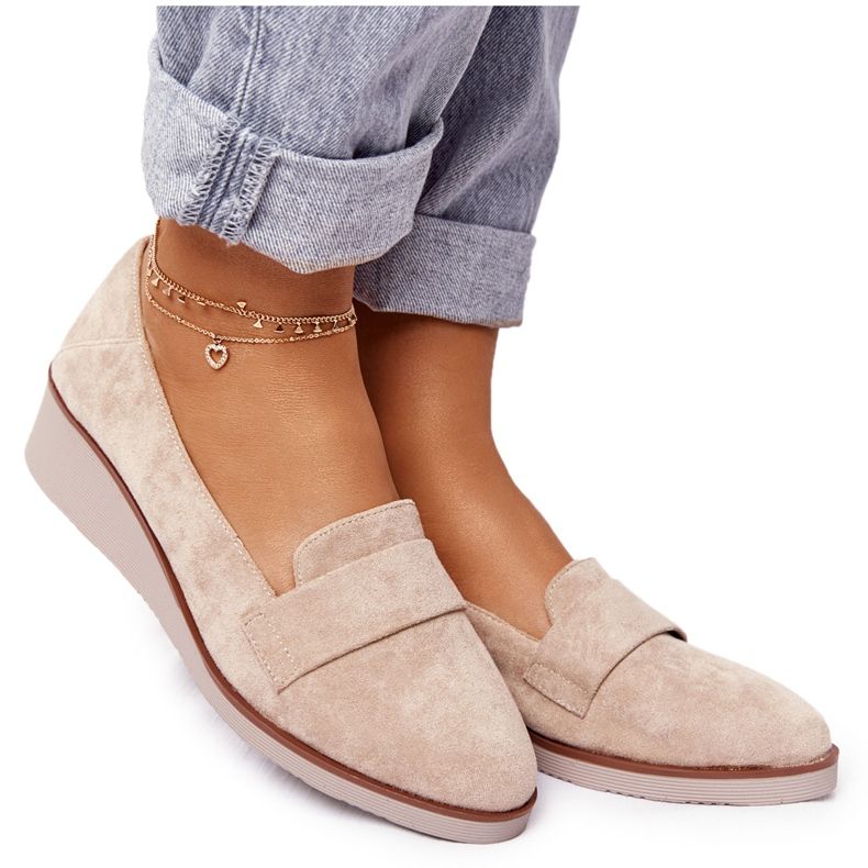Elegant Wedge Shoes Vinceza 10599 Suede Beige Elegant Wedge Shoes Vinceza 10599 Suede Beige