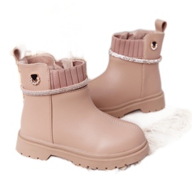 Apawwa Children's Boots With Sequins Beige Toffees