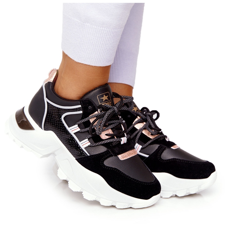 EVE Women's Sneakers On A Massive Black Power Sole golden