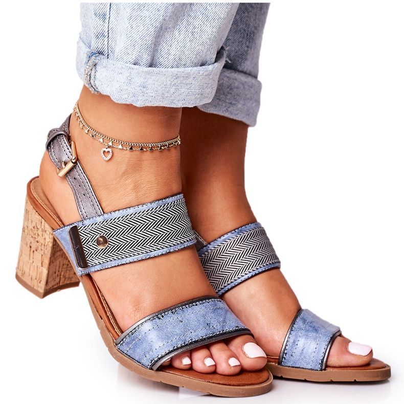 EVE Emma Blue Sandals On A Cork Bar brown EVE Emma Blue Sandals On A Cork Bar brown