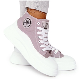 Women's High Sneakers On The Gray Platform Nice Girl white grey