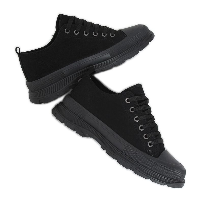 Black women's sneakers (black sole) LA122 Allblack