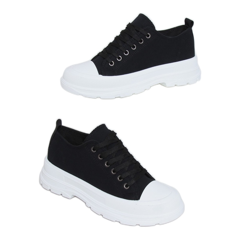 Black women's sneakers (white sole) LA122 Black