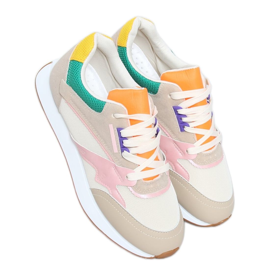 Multicolor women s sports shoes NB372 Beige pink green yellow