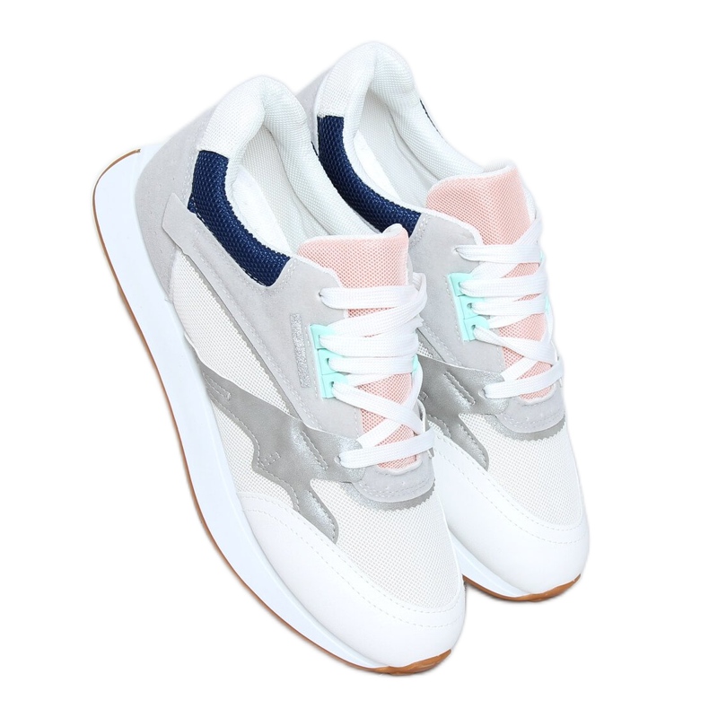 Multicolor women's sports shoes NB372 White navy blue pink silver grey